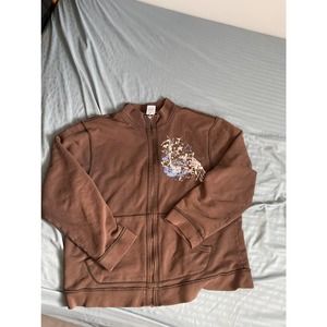 vintage old navy heavy cotton graphic zip up sweatshirt jacket